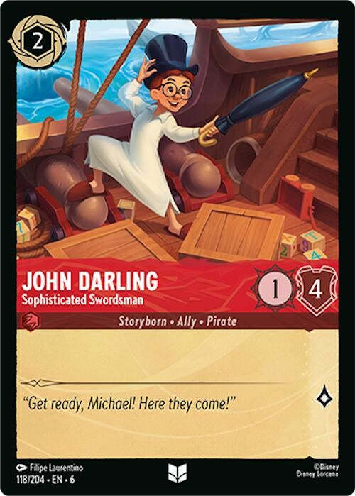 Image for John Darling - Sophisticated Swordsman (118/204) (Azurite Sea) (6) - Disney Lorcana