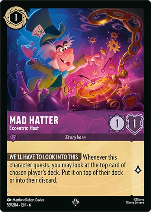 Image for Mad Hatter - Eccentric Host (59/204) (Azurite Sea) (6) - Disney Lorcana