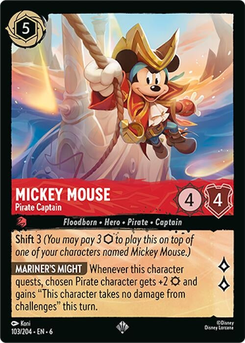 Image for Mickey Mouse - Pirate Captain (103/204) (Azurite Sea) (6) - Disney Lorcana