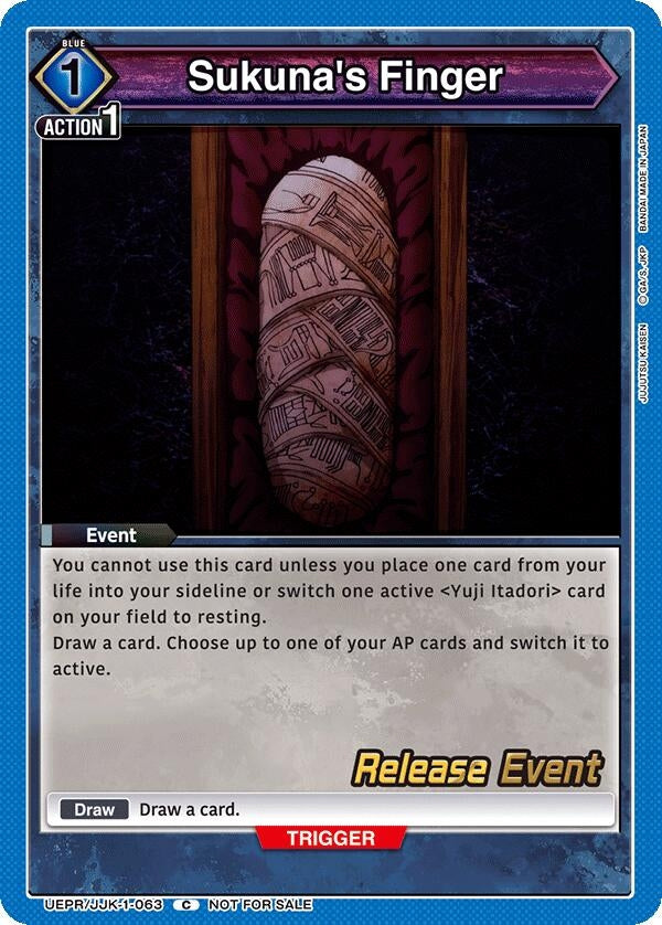 Image for Sukuna's Finger (UEPR/JJK-1-063) (UE03BT: Jujutsu Kaisen Release Event Cards) (UE03BT_RE) - Union Arena