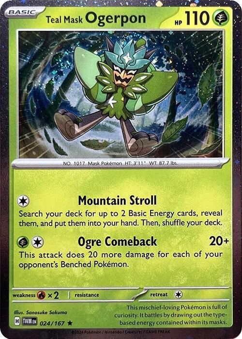 Image for Teal Mask Ogerpon (Cosmos Holo) (024/167) (Miscellaneous Cards & Products) (MCAP) - Pokemon