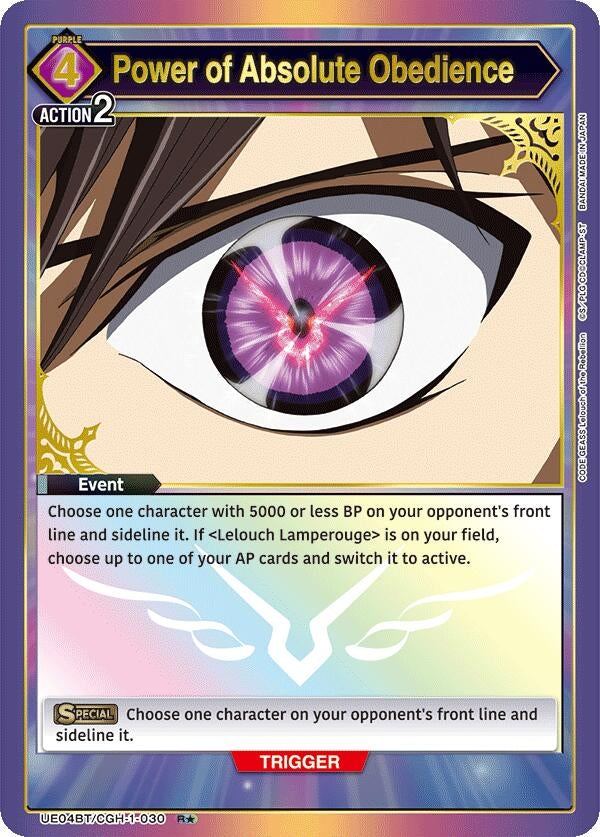 Image for Power of Absolute Obedience (R*) (UE04BT/CGH-1-030) (UE04BT: CODE GEASS: Lelouch of the Rebellion) (UE04BT) - Union Arena