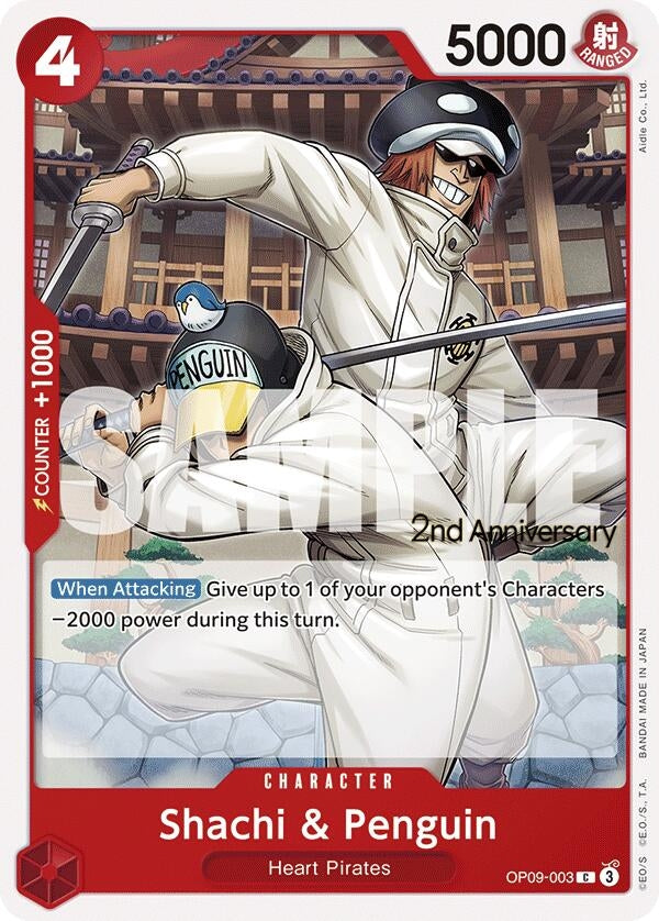 Image for Shachi & Penguin (OP09-003) (Emperors in the New World: 2nd Anniversary Tournament Cards) (OP09 ANN) - One Piece Card Game