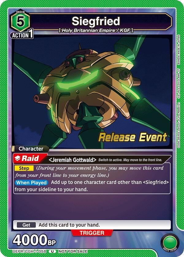 Image for Siegfried (UEPR/CGH-1-058) (UE04BT: CODE GEASS: Lelouch of the Rebellion Release Event Cards) (UE04BT_RE) - Union Arena