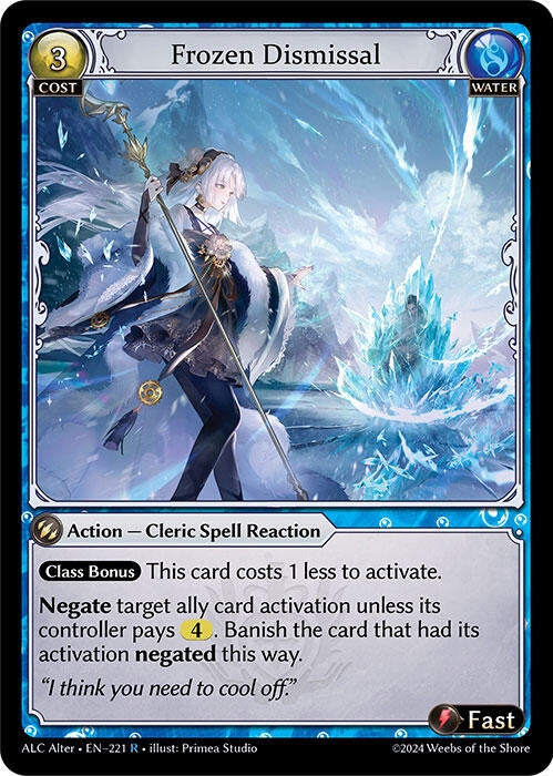 Image for Frozen Dismissal (221) (Alchemical Revolution Alter Edition) (ALC Alter) - Grand Archive TCG