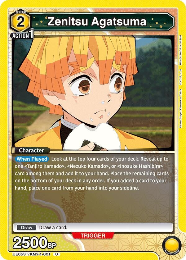 Image for Zenitsu Agatsuma (001) (UE05ST/KMY-1-001) (UE05ST: Demon Slayer: Kimetsu no Yaiba Starter Deck) (UE05ST) - Union Arena