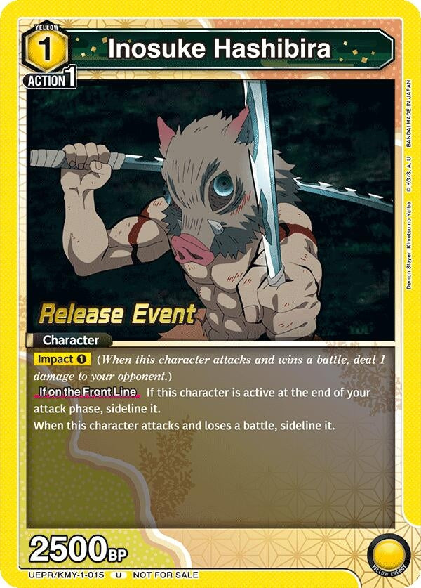 Image for Inosuke Hashibira (015) (UEPR/KMY-1-015) (UE05BT: Demon Slayer: Kimetsu no Yaiba Release Event Cards) (UE05BT_RE) - Union Arena