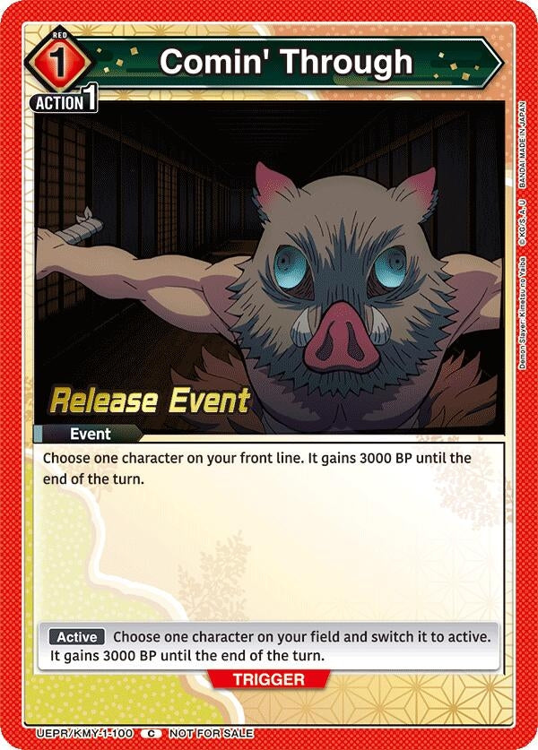 Image for Comin' Through (UEPR/KMY-1-100) (UE05BT: Demon Slayer: Kimetsu no Yaiba Release Event Cards) (UE05BT_RE) - Union Arena