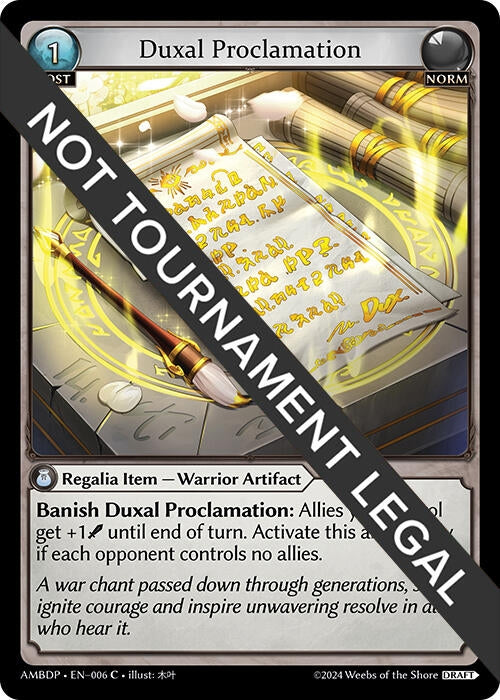 Image for Duxal Proclamation (006) (Mortal Ambition Draft Pack) (AMBDP) - Grand Archive TCG