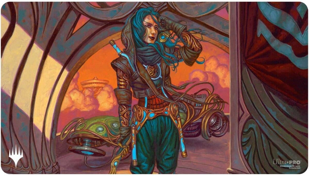 Image for Aetherdrift Playmat for Magic: The Gathering - Borderless Racer 1: Sita Varma, Masked Racer - Playmats