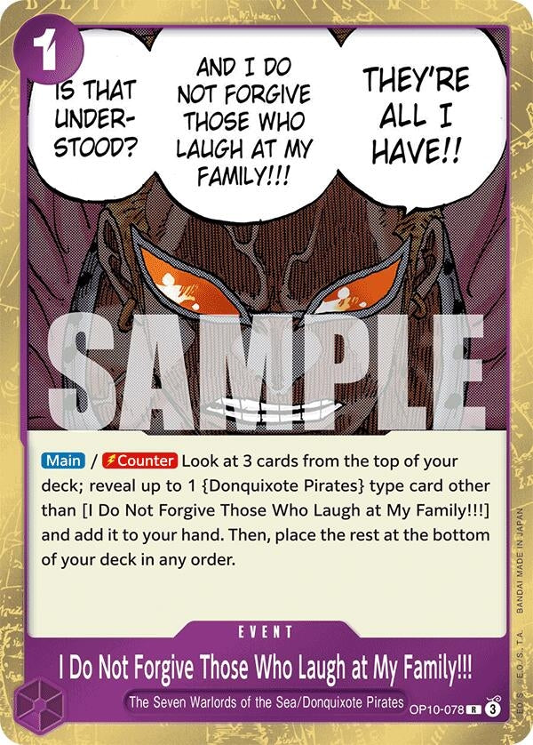 Image for I Do Not Forgive Those Who Laugh at My Family!!! (OP10-078) (Royal Blood) (OP10) - One Piece Card Game