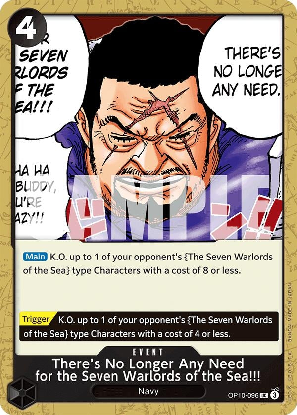 Image for There's No Longer Any Need for the Seven Warlords of the Sea!!! (OP10-096) (Royal Blood) (OP10) - One Piece Card Game