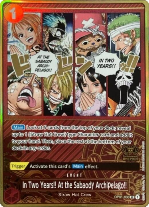 Image for In Two Years!! At the Sabaody Archipelago!! (One Piece Japanese Version 2nd Anniversary Set) (OP01-030) (One Piece Promotion Cards) (OP-PR) - One Piece Card Game