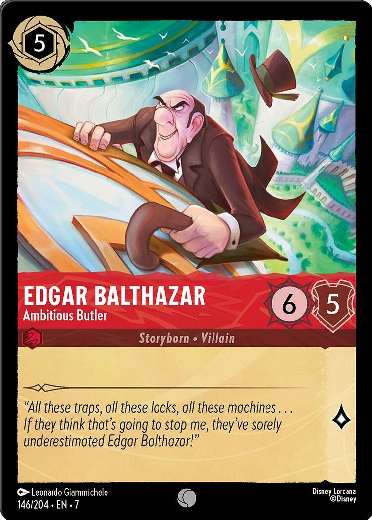 Image for Edgar Balthazar - Ambitious Butler (146/204) (Archazia's Island) (7) - Disney Lorcana