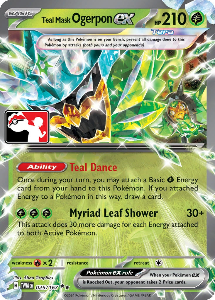 Image for Teal Mask Ogerpon ex - 025/167 (Prize Pack Series 6) (025/167) (Prize Pack Series Cards) - Pokemon