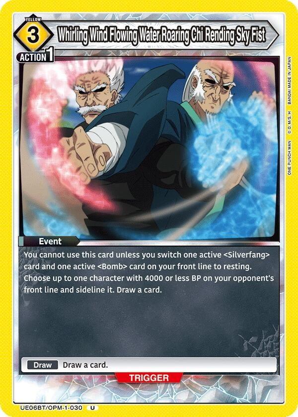 Image for Whirling Wind Flowing Water Roaring Chi Rending Sky Fist (UE06BT/OPM-1-030) (UE06BT: One Punch Man) (UE06BT) - Union Arena
