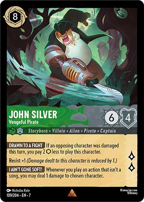 Image for John Silver - Vengeful Pirate (109/204) (Archazia's Island) (7) - Disney Lorcana
