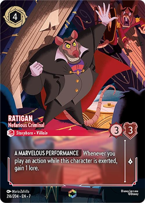 Image for Ratigan - Nefarious Criminal (Enchanted) (216/204) (Archazia's Island) (7) - Disney Lorcana