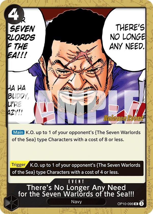 Image for There's No Longer Any Need for the Seven Warlords of the Sea!!! (OP10-096) (Royal Blood Release Event Cards) (OP10 RE) - One Piece Card Game