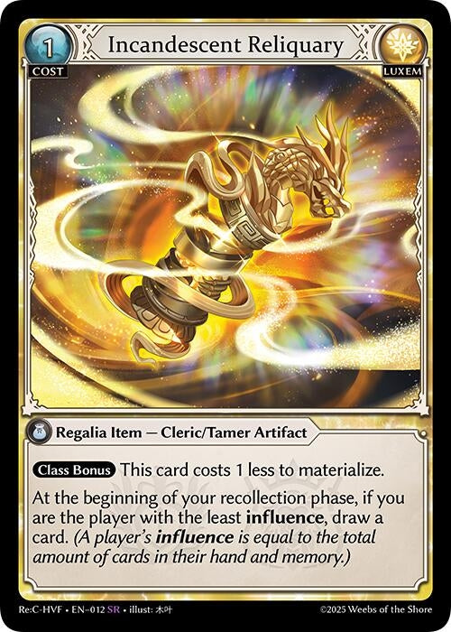 Image for Incandescent Reliquary (012) (Guo Jia Re: Collection, Heaven’s Favored) (HVNFV) - Grand Archive TCG