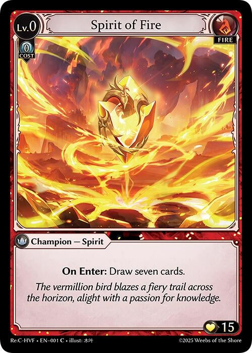 Image for Spirit of Fire (001) (Guo Jia Re: Collection, Heaven’s Favored) (HVNFV) - Grand Archive TCG