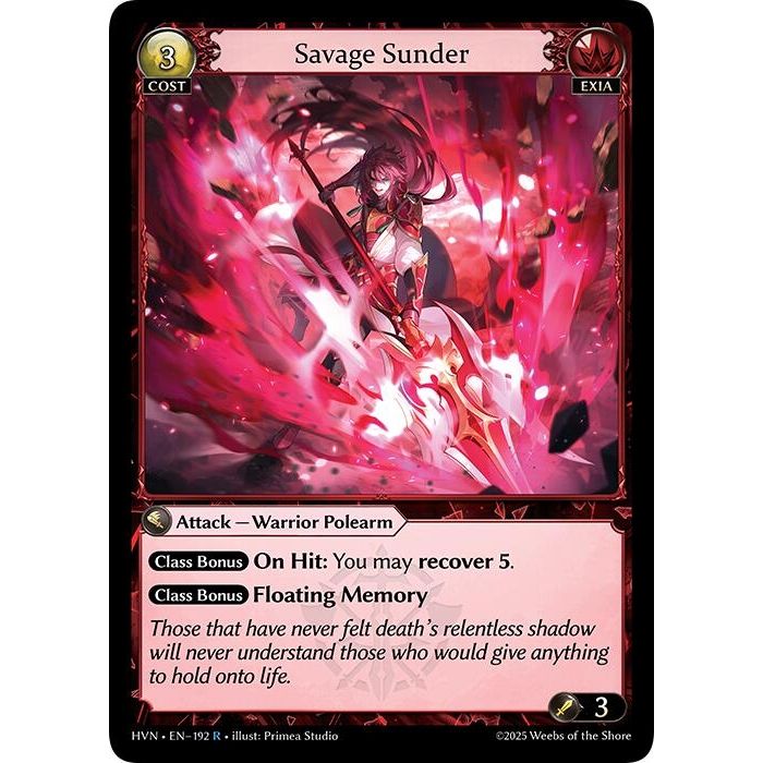 Image for Savage Sunder (192) (Abyssal Heaven) - Grand Archive TCG