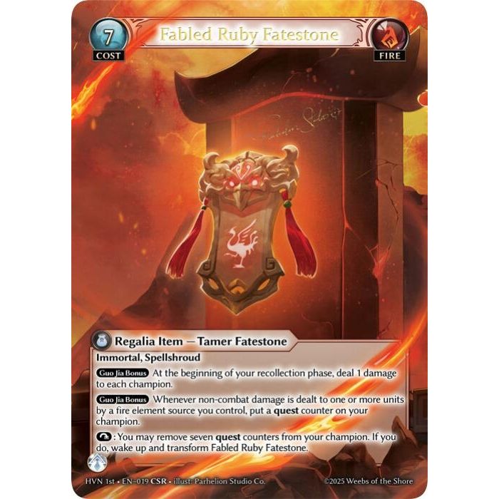 Image for Fabled Ruby Fatestone // Suzaku, Vermillion Phoenix (CSR) (019) (Abyssal Heaven) - Grand Archive TCG