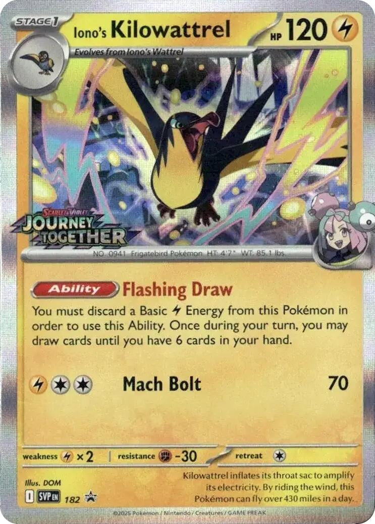 Image for Iono's Kilowattrel - 182 (Prerelease) (182) (SV: Scarlet & Violet Promo Cards) (SVP) - Pokemon