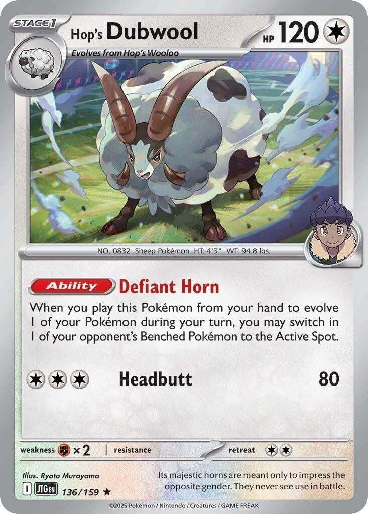 Image for Hop's Dubwool (136/159) (SV09: Journey Together) - Pokemon