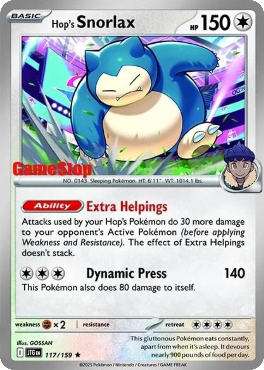 Image for Hop's Snorlax - 117/159 (GameStop) (Cosmos Holo) (117/159) (Miscellaneous Cards & Products) (MCAP) - Pokemon
