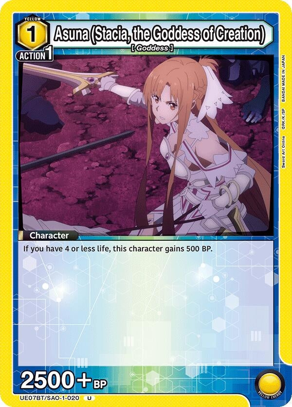 Image for Asuna (Stacia, the Goddess of Creation) (020) (UE07BT/SAO-1-020) (UE07BT: Sword Art Online) (UE07BT) - Union Arena