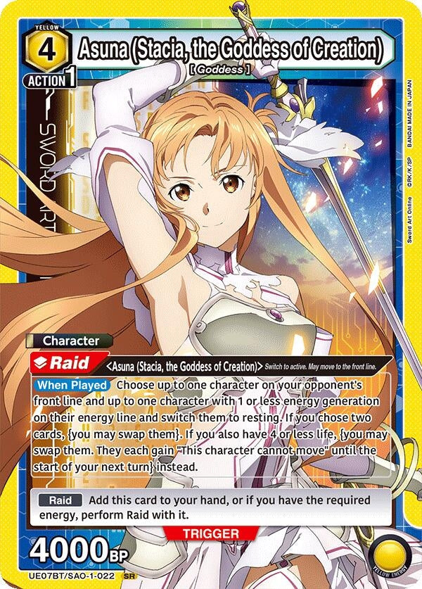 Image for Asuna (Stacia, the Goddess of Creation) (022) (UE07BT/SAO-1-022) (UE07BT: Sword Art Online) (UE07BT) - Union Arena