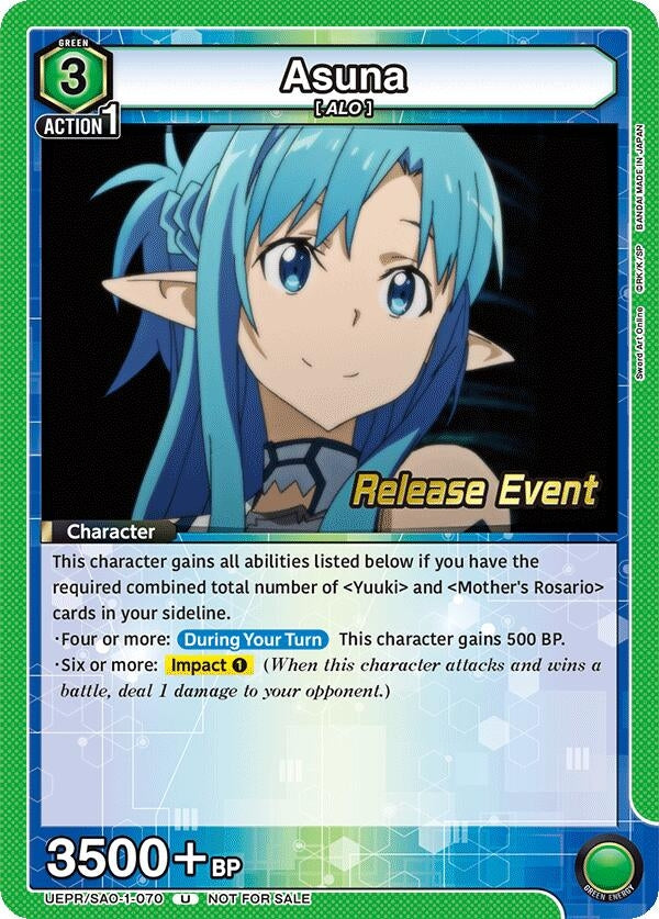 Image for Asuna (070) (UEPR/SAO-1-070) (UE07BT: Sword Art Online Release Event Cards) (UE07BT_RE) - Union Arena