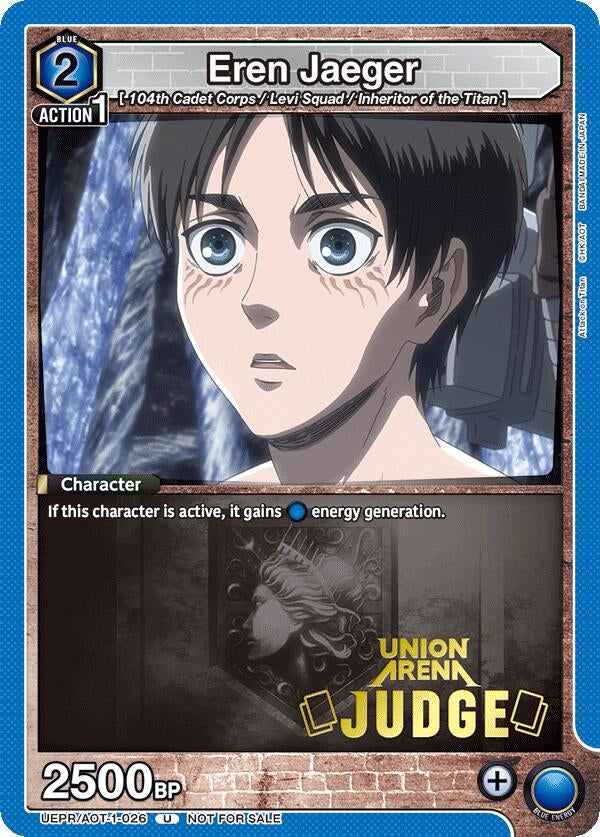 Image for Eren Jaeger (Judge Pack) (UEPR/AOT-1-026) (Union Arena Promotion Cards) (UEPR) - Union Arena