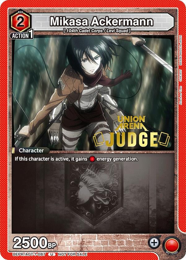Image for Mikasa Ackermann (Judge Pack) (UEPR/AOT-1-087) (Union Arena Promotion Cards) (UEPR) - Union Arena