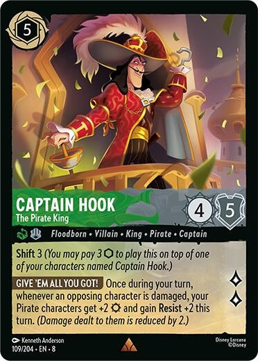 Image for Captain Hook - The Pirate King (109/204) (Reign of Jafar) (8) - Disney Lorcana