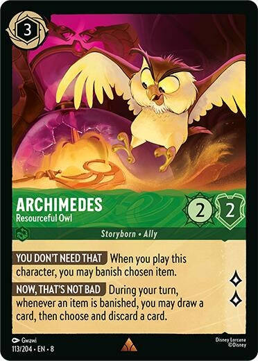 Image for Archimedes - Resourceful Owl (113/204) (Reign of Jafar) (8) - Disney Lorcana