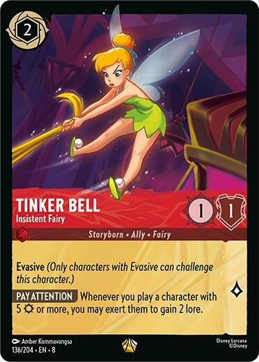Image for Tinker Bell - Insistent Fairy (136/204) (Reign of Jafar) (8) - Disney Lorcana