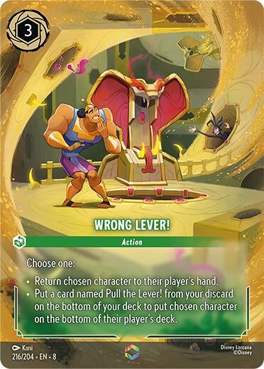 Image for Wrong Lever! (Enchanted) (216/204) (Reign of Jafar) (8) - Disney Lorcana