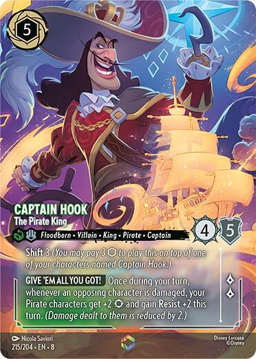 Image for Captain Hook - The Pirate King (Enchanted) (215/204) (Reign of Jafar) (8) - Disney Lorcana