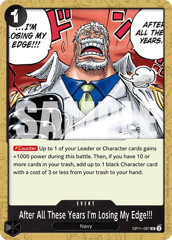 Image for After All These Years I'm Losing My Edge!!! (OP11-097) (A Fist of Divine Speed) (OP11) - One Piece Card Game
