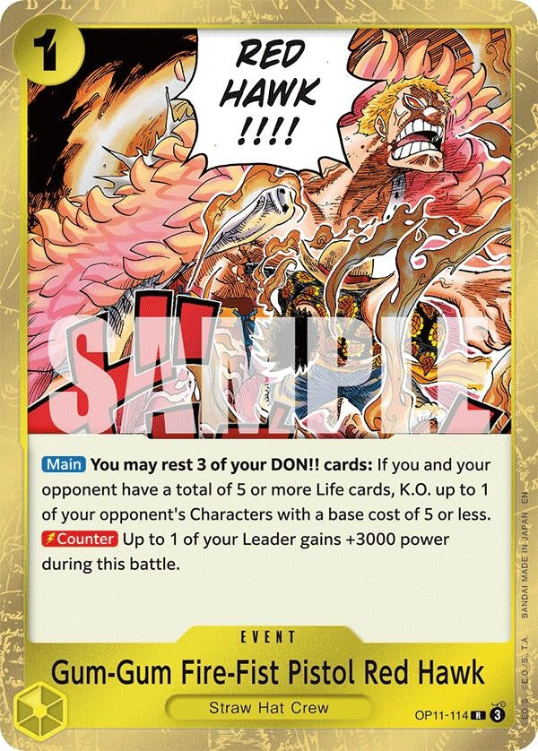 Image for Gum-Gum Fire-Fist Pistol Red Hawk (OP11-114) (A Fist of Divine Speed) (OP11) - One Piece Card Game