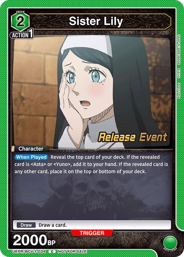 Image for Sister Lily (UEPR/BCV-1-034) (UE08BT: Black Clover Release Event Cards) (UE08BT_RE) - Union Arena