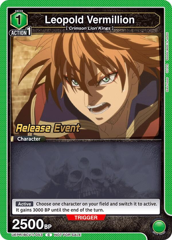 Image for Leopold Vermillion (UEPR/BCV-1-043) (UE08BT: Black Clover Release Event Cards) (UE08BT_RE) - Union Arena