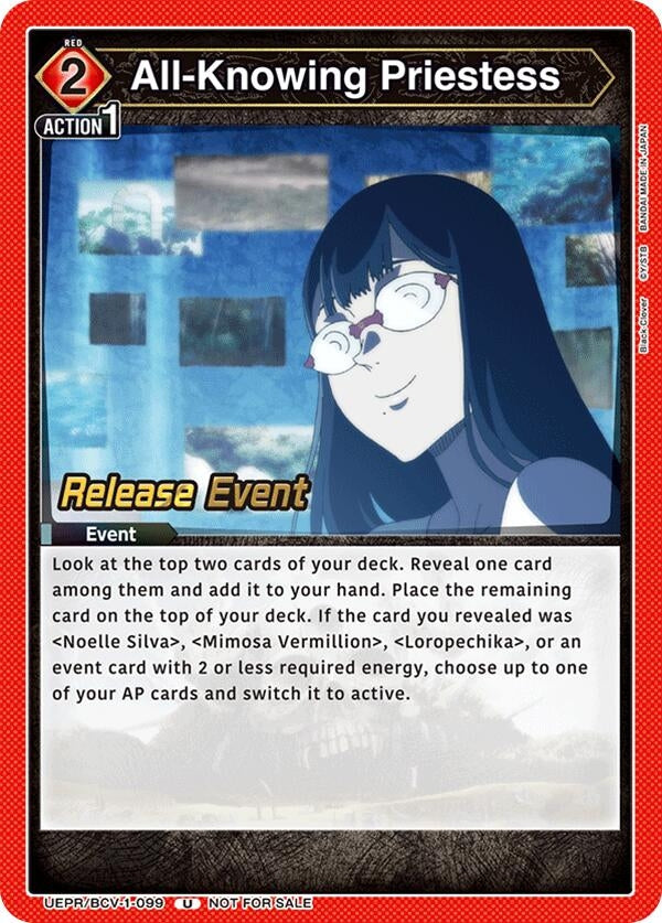 Image for All-Knowing Priestess (UEPR/BCV-1-099) (UE08BT: Black Clover Release Event Cards) (UE08BT_RE) - Union Arena