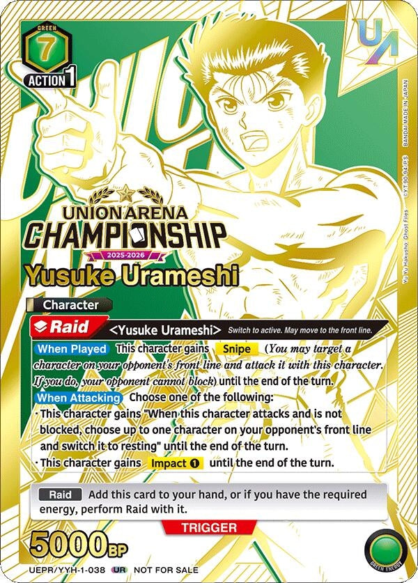 Image for Yusuke Urameshi (Regionals 25-26) (UEPR/YYH-1-038) (Union Arena Promotion Cards) (UEPR) - Union Arena