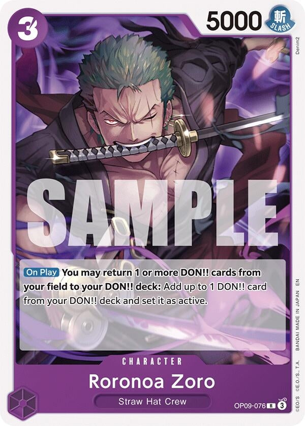Image for Roronoa Zoro (Reprint) (OP09-076) (Starter Deck 26: PURPLE/BLACK Monkey.D.Luffy) (ST-26) - One Piece Card Game