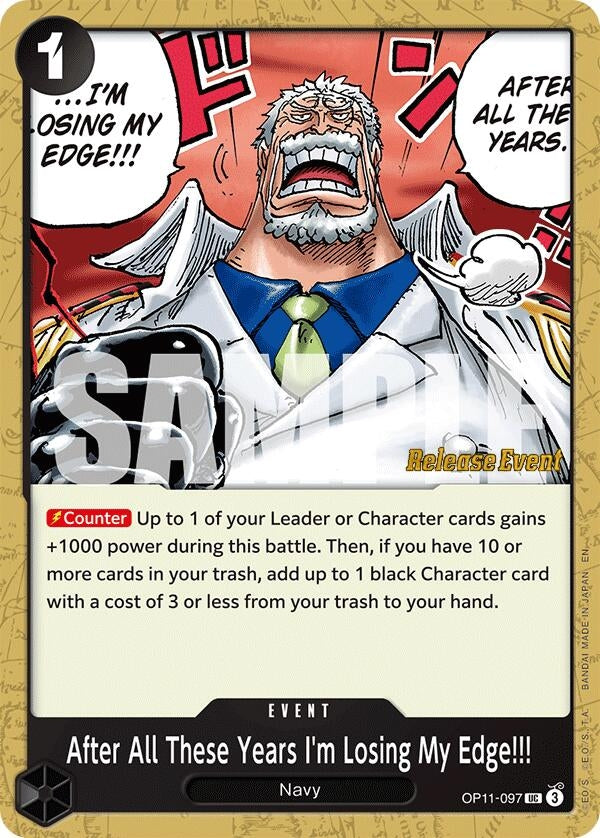 Image for After All These Years I'm Losing My Edge!!! (OP11-097) (A Fist of Divine Speed Release Event Cards) (OP11 RE) - One Piece Card Game