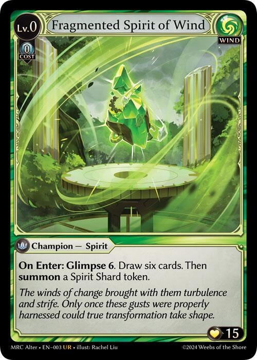 Image for Fragmented Spirit of Wind (3) (Mercurial Heart Alter Edition) (MH Alter) - Grand Archive TCG