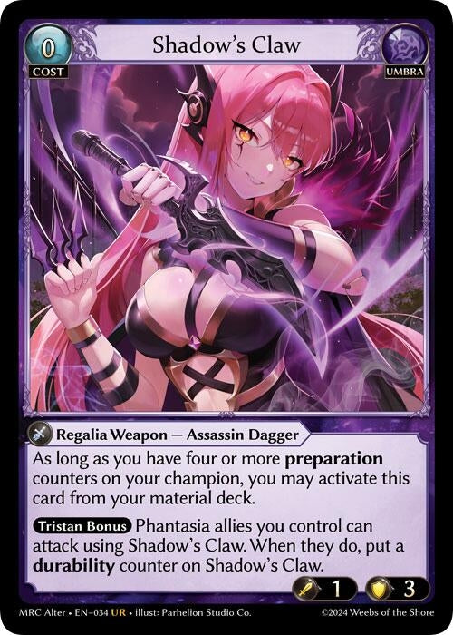 Image for Shadow's Claw (34) (Mercurial Heart Alter Edition) (MH Alter) - Grand Archive TCG